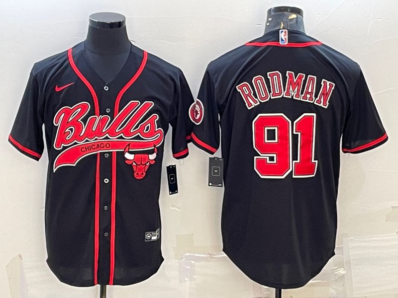 Men Chicago Bulls #91 Rodman Black 2022 Nike Co branded NBA Jersey